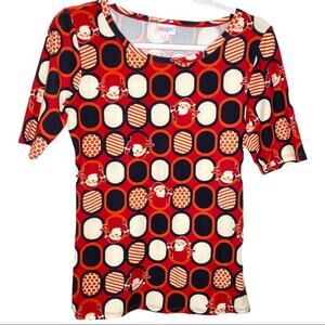 LulaRoe Red Christmas Waving Santa Soft Gigi Small